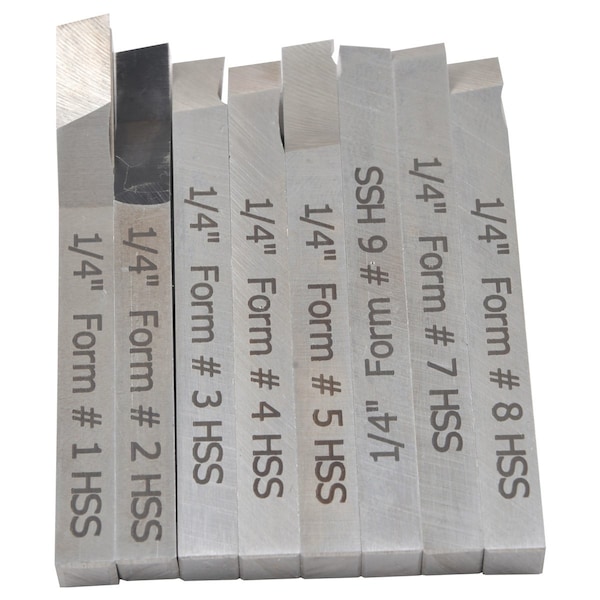 H & H Industrial Products 1/4 X 2-1/2" 8 Piece High Speed Steel Lathe Turning Tool Set 2006-9022 - main